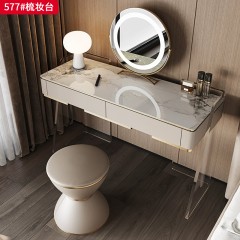 【精品】千匠一品 意式轻奢风格 高光岩板+马鞍皮包裹钢琴烤漆柜体+进口亚克力底架 时尚优雅梳妆台577-L