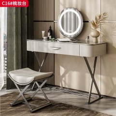 【精品】千匠一品 亚马逊绿奢石台面+生态超纤皮包裹实木柜体+碳素钢喷涂枪色实心底架 时尚优雅梳妆台C16-L