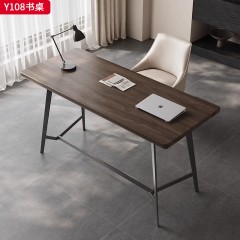 【精品】千匠一品 轻奢意式风格 北美黑胡桃实木贴皮台面+碳素钢喷涂枪色实心底架 时尚大气书桌Y108-J