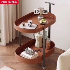 千匠一品 意式极简风格 不锈钢架+马鞍皮 时尚简约推车2401-02-J