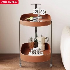 千匠一品 意式极简风格 不锈钢架+马鞍皮 时尚简约推车2401-02-J