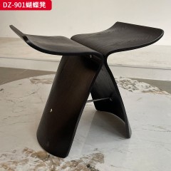 千匠一品 中古侘寂风格 实木弯板 时尚简约蝴蝶凳DZ-901-J