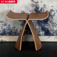 千匠一品 中古侘寂风格 实木弯板 时尚简约蝴蝶凳DZ-901-J