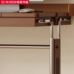 千匠一品 中古侘寂风格 多层实木板贴白蜡木皮+不锈钢架 时尚简约电视书桌SZ-M10036-J