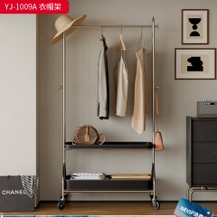千匠一品 意式极简风格 不锈钢+马鞍皮托盘 时尚简约移动衣帽架YJ-1009A-J