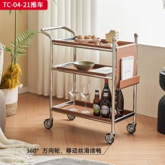 千匠一品 意式极简风格 马鞍皮+层板碳素钢+不锈钢架 时尚简约推车TC-04-21-J
