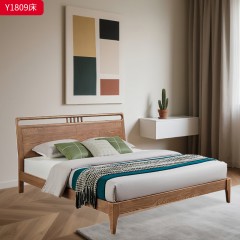 千匠一品 北欧风格 白蜡木实木+松木静音床板 时尚大气床Y1809-L