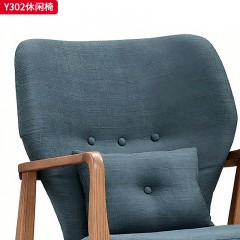 千匠一品 北欧风格 北美白蜡木+棉麻布+高密度海绵 时尚大气休闲椅Y302-L
