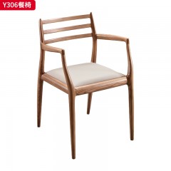 千匠一品 北欧风格 北美白蜡木+皮艺面料+高密度海绵 时尚大气餐椅Y306-L