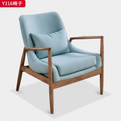 千匠一品 北欧风格 北美白蜡木+棉麻布+高密度海绵 时尚大气休闲椅Y316-L