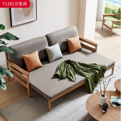 千匠一品 北欧风格 科技布+北美白蜡木实木+45高弹海绵+羽绒+公仔棉 时尚大气沙发床Y1181-L