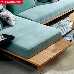 千匠一品 北欧风格 进口白蜡木+木+弹簧+高密度海绵座包+回弹海绵+钢板靠背 时尚大气多功能沙发231-J