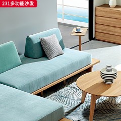 千匠一品 北欧风格 进口白蜡木+木+弹簧+高密度海绵座包+回弹海绵+钢板靠背 时尚大气多功能沙发231-J
