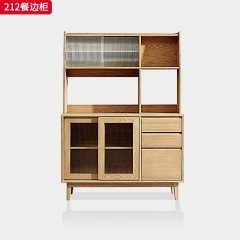 千匠一品 北欧风格 进口白蜡木+长虹玻璃 时尚大气餐边柜212-L