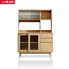 千匠一品 北欧风格 进口白蜡木+长虹玻璃 时尚大气餐边柜212-L