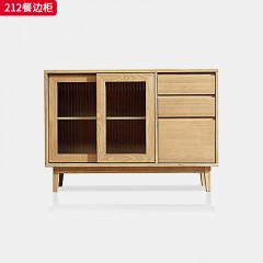 千匠一品 北欧风格 进口白蜡木+长虹玻璃 时尚大气餐边柜212-L