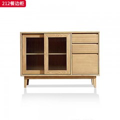 千匠一品 北欧风格 进口白蜡木+长虹玻璃 时尚大气餐边柜212-L