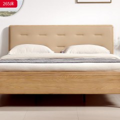 千匠一品 北欧风格 白蜡木实木+松木床板+科技布+高密度海绵 时尚大气床265-L