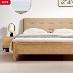 千匠一品 北欧风格 白蜡木实木+松木床板+科技布+高密度海绵 时尚大气床265-L