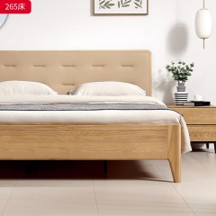 千匠一品 北欧风格 白蜡木实木+松木床板+科技布+高密度海绵 时尚大气床265-L