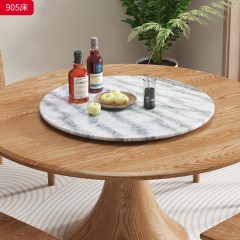 千匠一品 北欧风格 白蜡木实木+大理石 时尚大气圆餐桌T08-L