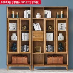 千匠一品 北欧风格 进口白蜡木+玻璃柜门 时尚大气书柜F801-L