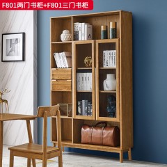 千匠一品 北欧风格 进口白蜡木+玻璃柜门 时尚大气书柜F801-L