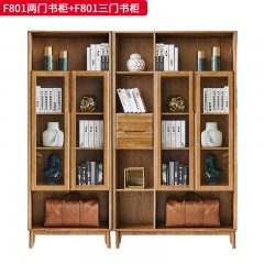 千匠一品 北欧风格 进口白蜡木+玻璃柜门 时尚大气书柜F801-L