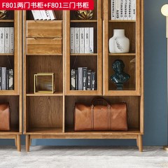 千匠一品 北欧风格 进口白蜡木+玻璃柜门 时尚大气书柜F801-L