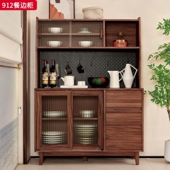 千匠一品 北欧风格 黑胡桃木+长虹玻璃 时尚大气餐边柜912-J
