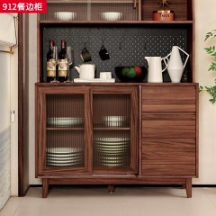 千匠一品 北欧风格 黑胡桃木+长虹玻璃 时尚大气餐边柜912-J
