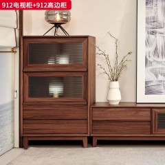 千匠一品 北欧风格 黑胡桃木+长虹玻璃 时尚大气地柜 高边柜912-J