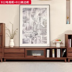 千匠一品 北欧风格 黑胡桃木+长虹玻璃 时尚大气地柜 高边柜912-J