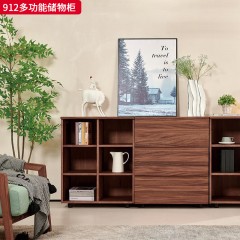 千匠一品 北欧风格 黑胡桃木 时尚大气多功能储物柜912-J