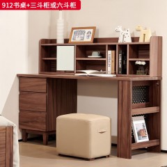 千匠一品 北欧风格 黑胡桃木 时尚大气书桌+三斗柜或六斗柜912-J