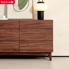 千匠一品 北欧风格 黑胡桃木 时尚大气六斗柜912-L