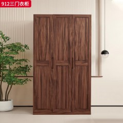 千匠一品 北欧风格 黑胡桃木 时尚大气三门衣柜912-L
