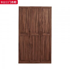 千匠一品 北欧风格 黑胡桃木 时尚大气三门衣柜912-L
