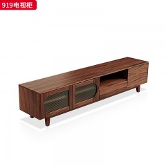 千匠一品 北欧风格 黑胡桃木+长虹玻璃 时尚大气地柜919-L