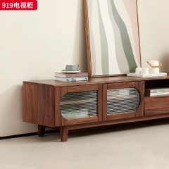 千匠一品 北欧风格 黑胡桃木+长虹玻璃 时尚大气地柜919-L