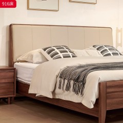 千匠一品 北欧风格 硅胶皮面料+黑胡桃木+高密度海绵 时尚大气床916-J