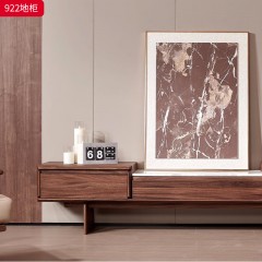 千匠一品 北欧风格 黑胡桃木实木 时尚大气地柜922-J