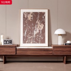 千匠一品 北欧风格 黑胡桃木实木 时尚大气地柜922-J