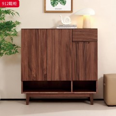 千匠一品 北欧风格 黑胡桃实木 时尚大气鞋柜912-L
