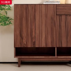 千匠一品 北欧风格 黑胡桃实木 时尚大气鞋柜912-L