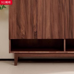 千匠一品 北欧风格 黑胡桃实木 时尚大气鞋柜912-L