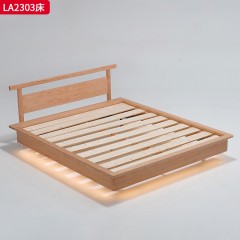 千匠一品 北欧风格 进口红橡木+皮艺面料+公仔棉羽绒软包 时尚大气床LA2303-J