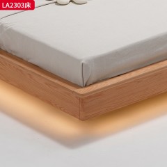 千匠一品 北欧风格 进口红橡木+皮艺面料+公仔棉羽绒软包 时尚大气床LA2303-J