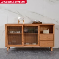 千匠一品 北欧风格 进口红橡木+长虹玻璃 时尚大气酒柜上架 餐边柜LC960-J
