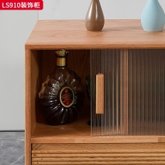 千匠一品 北欧风格 进口红橡木+长虹玻璃 时尚大气装饰柜LS910-J